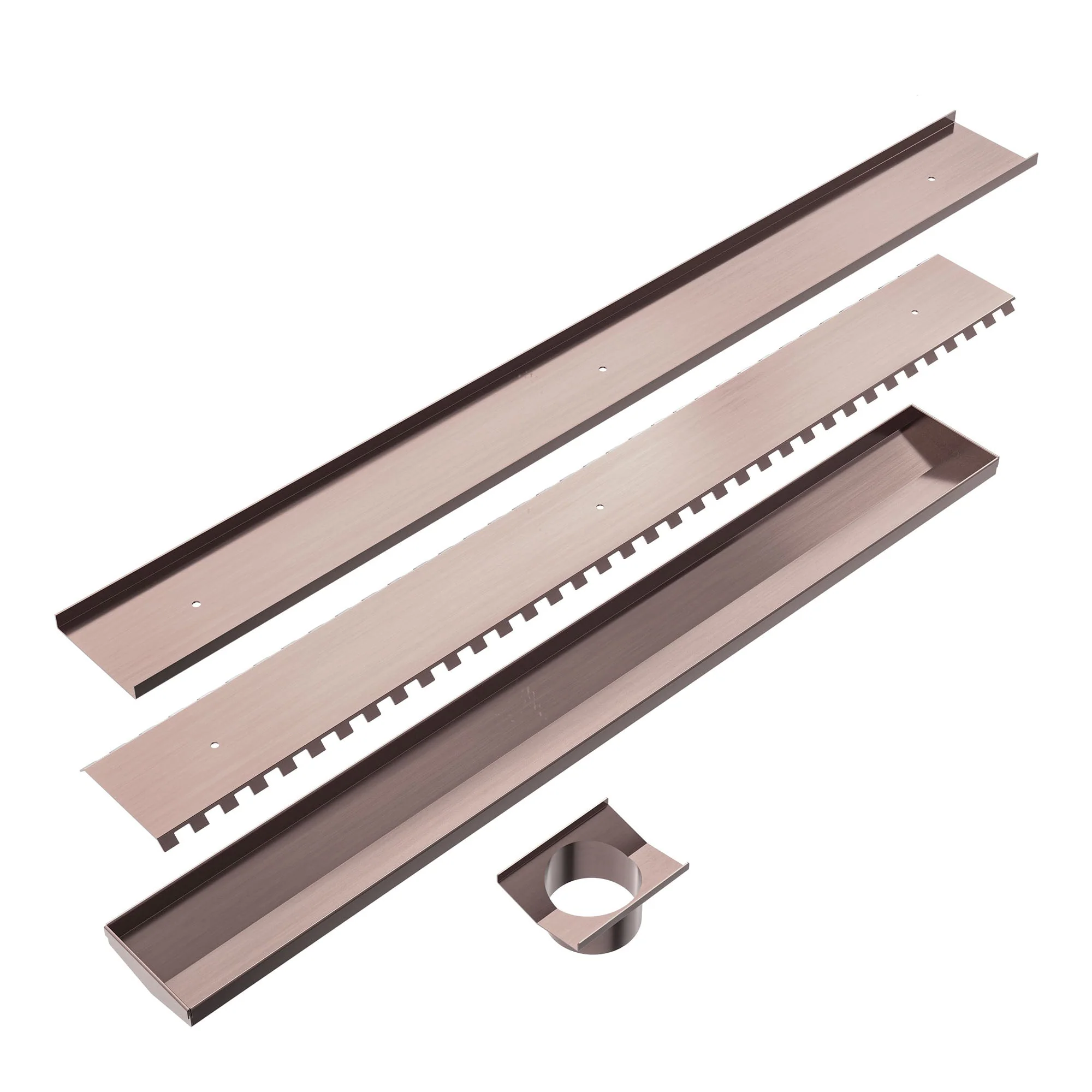 Nero Tile Insert V Channel Floor Grate 89mm Outlet With Hole Saw - Brushed Bronze - Image 3