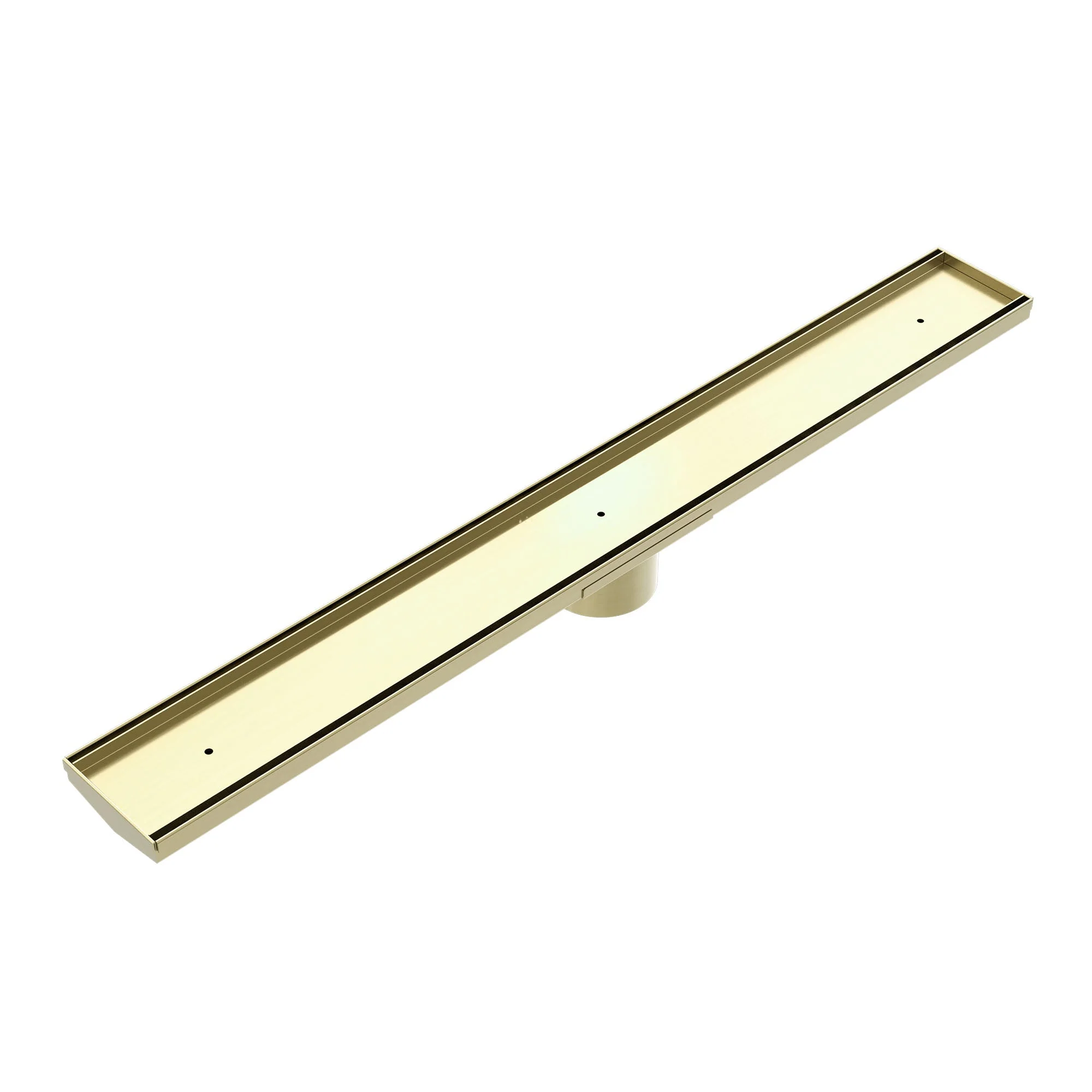 Nero Tile Insert V Channel Floor Grate 89mm Outlet With Hole Saw - Brushed Gold