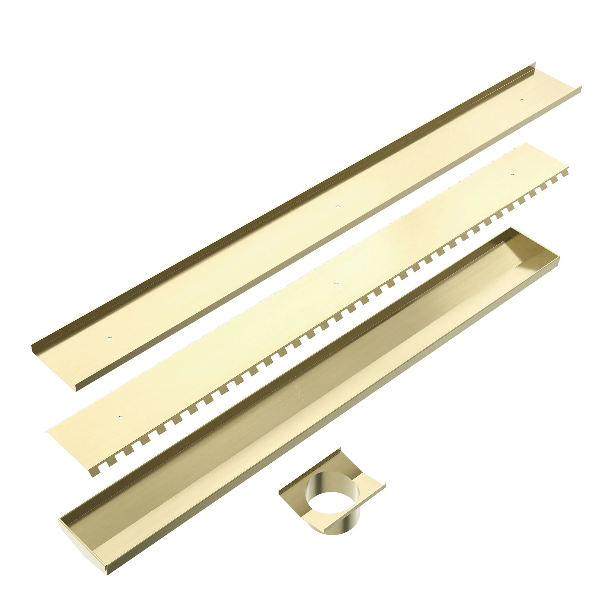 Nero Tile Insert V Channel Floor Grate 89mm Outlet With Hole Saw - Brushed Gold - Image 3