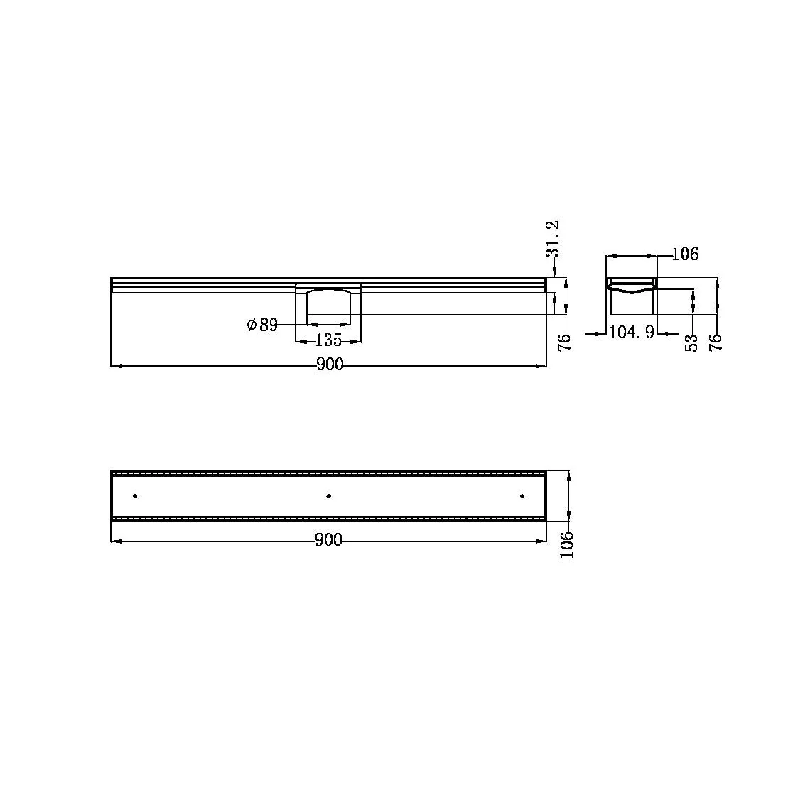 Nero Tile Insert V Channel Floor Grate 89mm Outlet With Hole Saw - Brushed Nickel - Image 4
