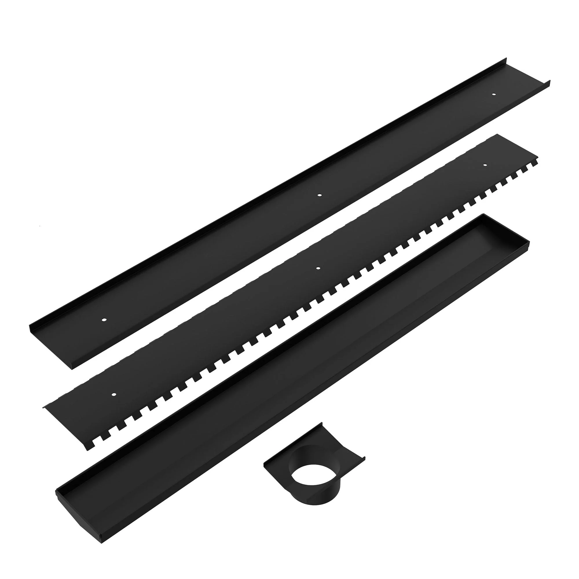 Nero Tile Insert V Channel Floor Grate 89mm Outlet With Hole Saw - Black Matte - Image 3