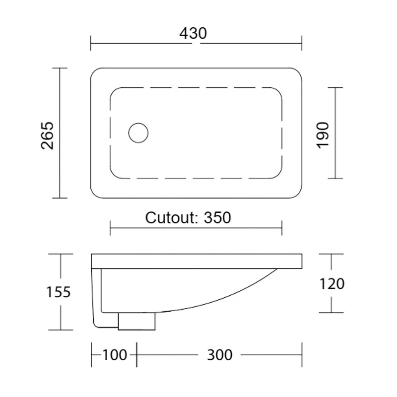 Timberline Mini Rectangle Undermount Basin - White Gloss - Image 4