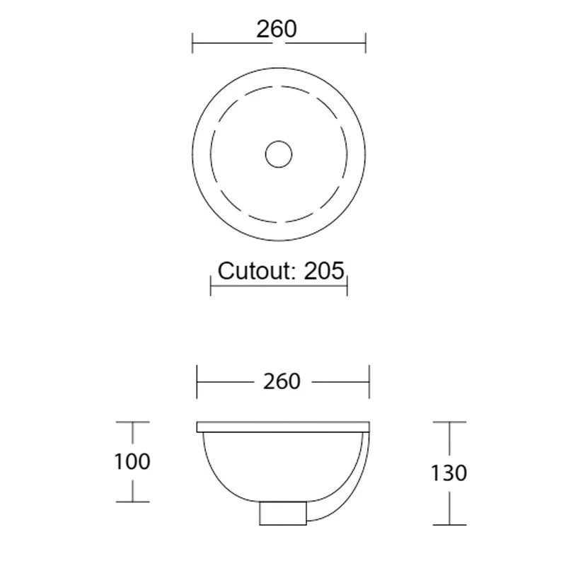 Timberline Mini Round Undermount Basin - White Gloss - Image 4