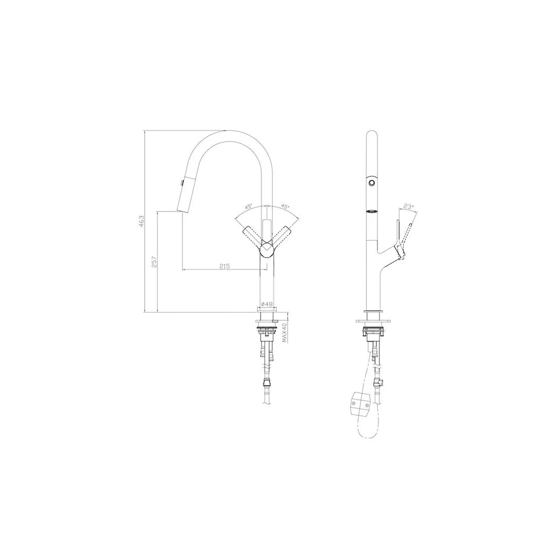 Linsol Tish Pull Out Sink Mixer - Gunmetal - Image 2