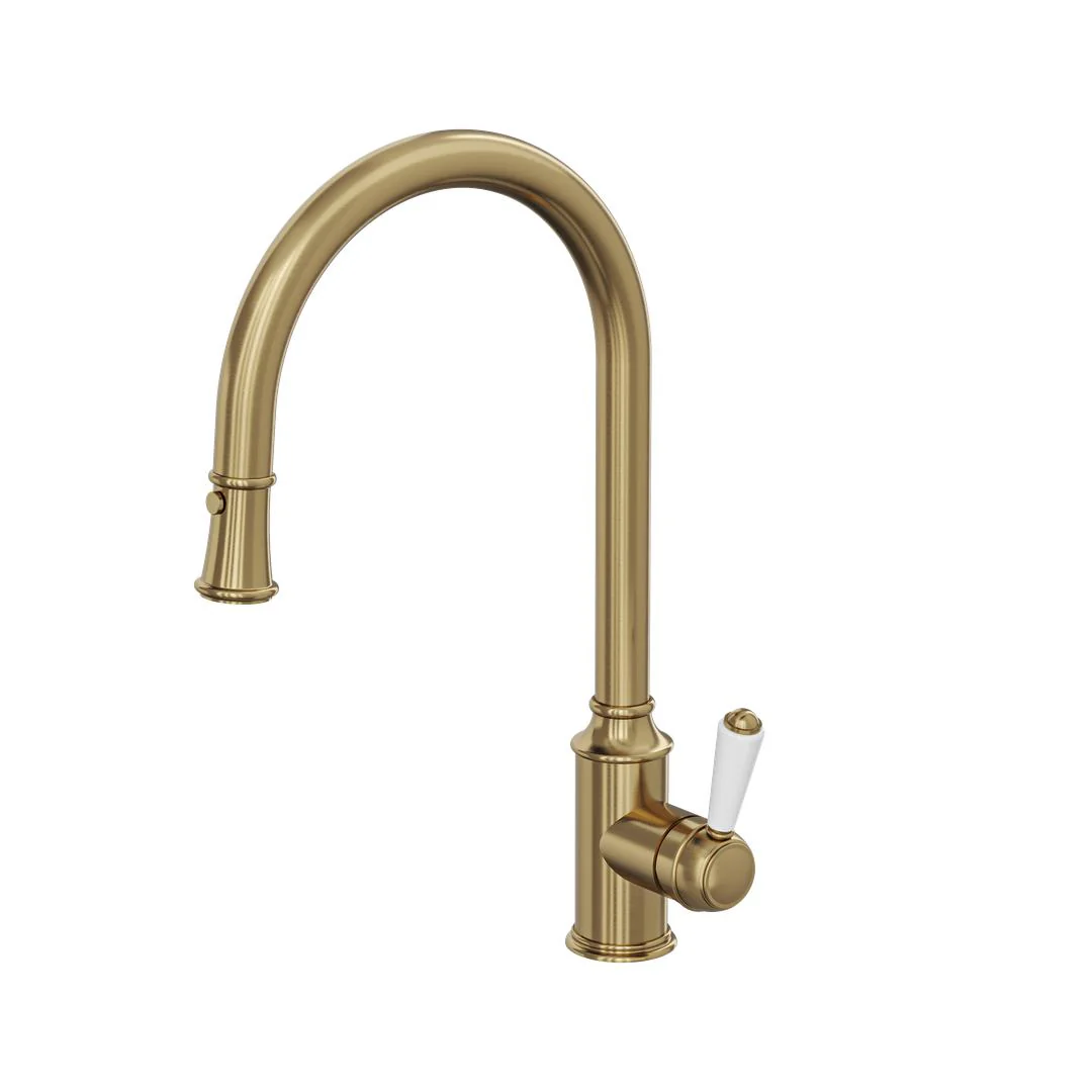 Linsol Tommy Pull Out Sink Mixer - Brushed Brass - Image 2