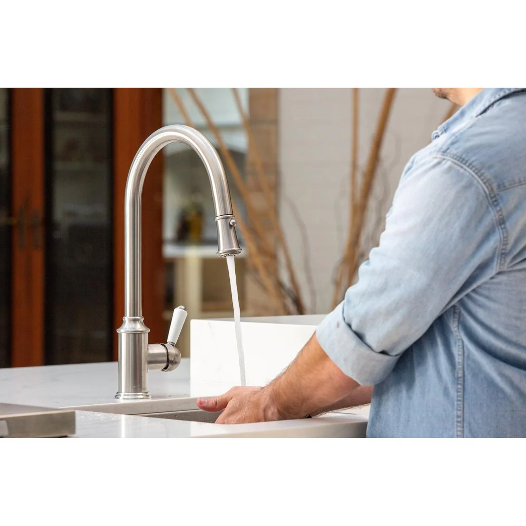 Linsol Tommy S2 Pull Out Sink Mixer - Brushed Nickel - Image 3