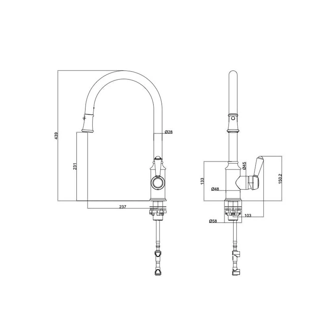 Linsol Tommy S2 Pull Out Sink Mixer - Matte Black - Image 3