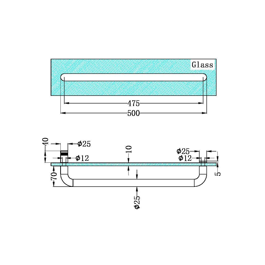 Nero Towel Bar 500mm - Black Matte - Image 2