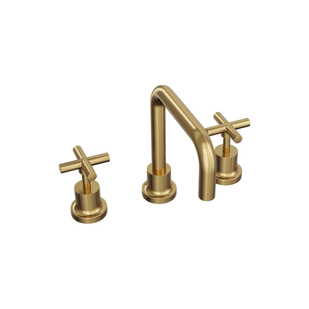 Linsol Tre Cross Handle Basin Set - Brushed Brass - Image 2