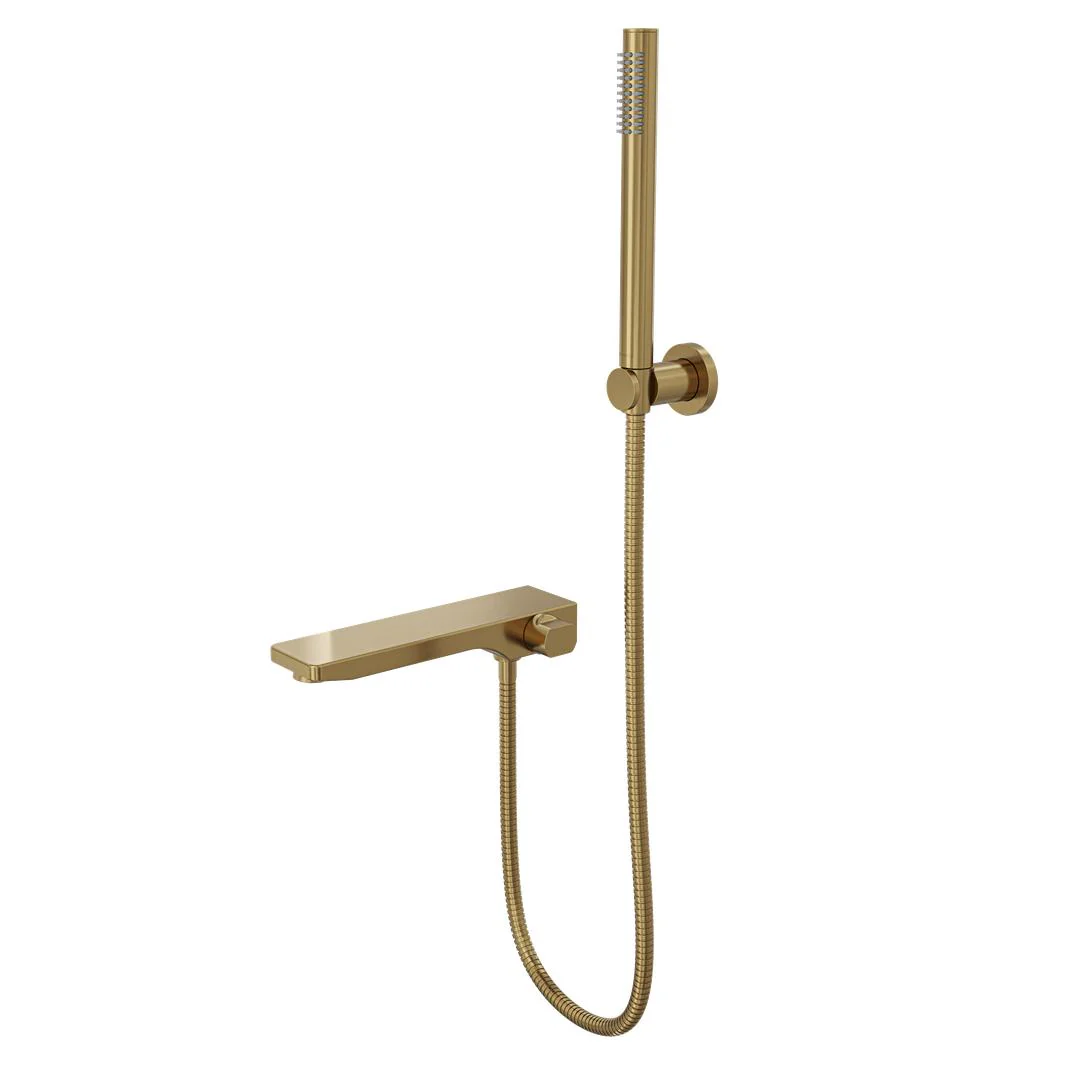 Linsol Tara Bath Spout with Divertor and Hand Shower - Brushed Brass - Image 2