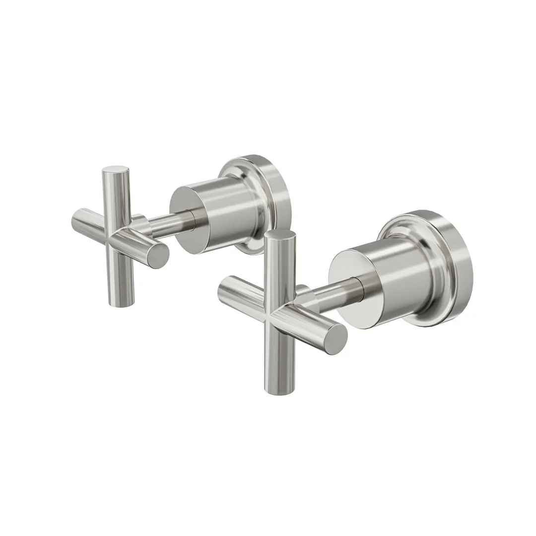 Linsol Tre Cross Handle Wall Top Assemblies - Brushed Nickel