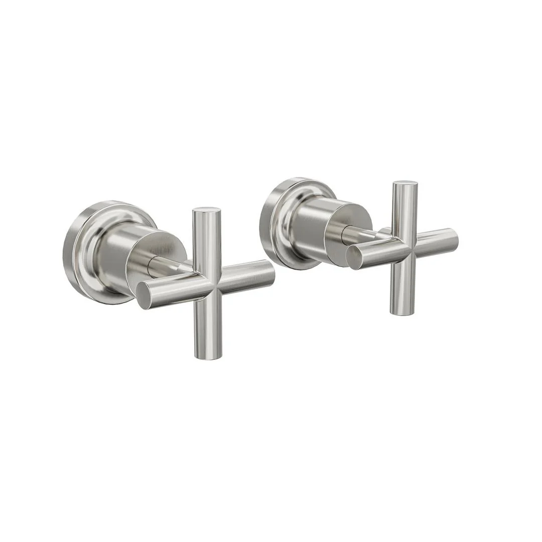 Linsol Tre Cross Handle Wall Top Assemblies - Brushed Nickel - Image 2