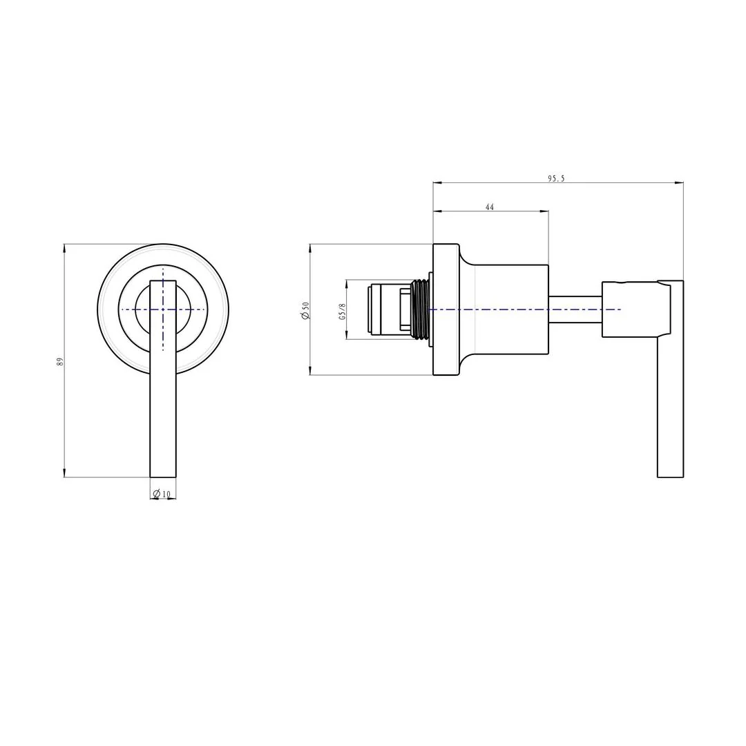 Linsol Tre Lever Handle Wall Top Assemblies - Matte Black - Image 3
