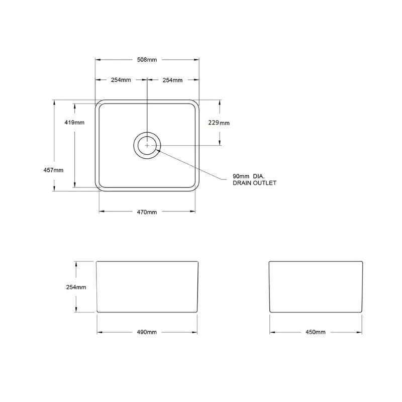 Turner Hastings Novi 500mm Fireclay Butler Sink - White Matte - Image 4