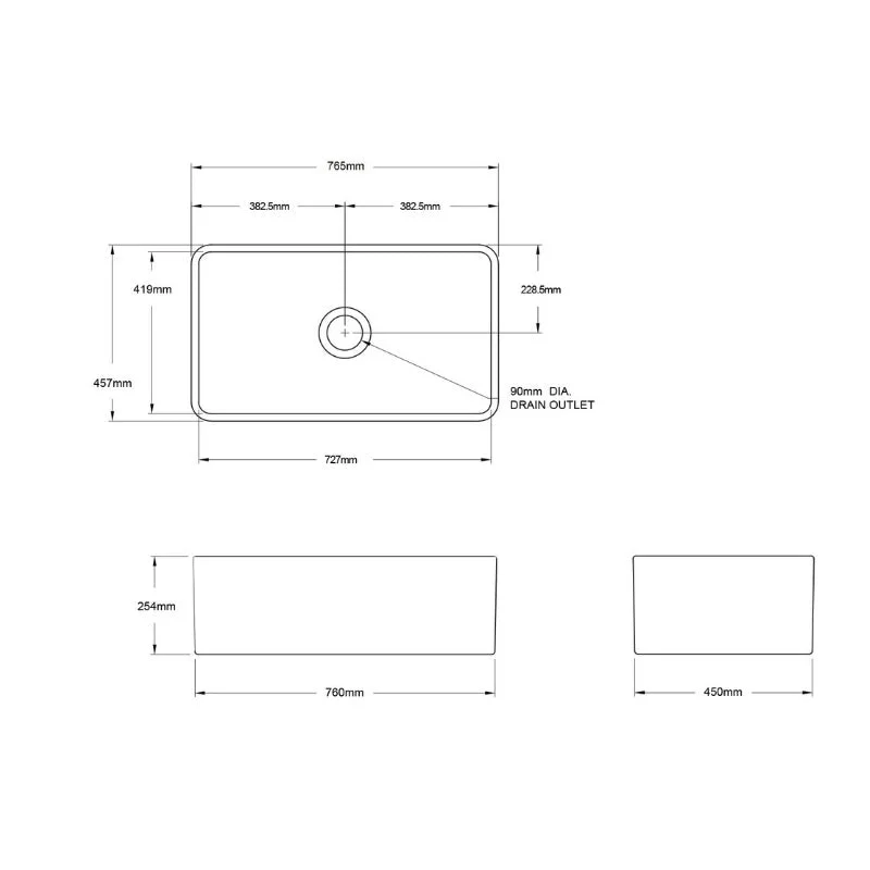 Turner Hastings Novi 750mm Fireclay Butler Sink - Black Matte - Image 6