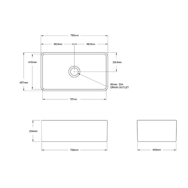 Turner Hastings Novi 750mm Fireclay Butler Sink - White Matte - Image 4
