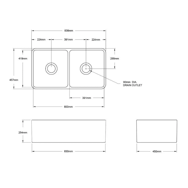 Turner Hastings Novi 850mm Fireclay Butler Sink - White Gloss - Image 8