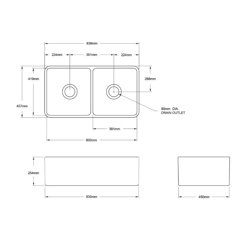 Turner Hastings Novi 850mm Fireclay Butler Sink - Black Matte - Image 5