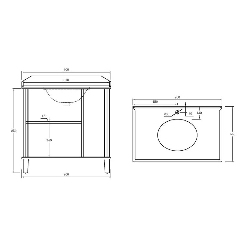 Turner Hastings Coventry 900mm White Vanity With Marble Top & Under Counter Basin - Image 4