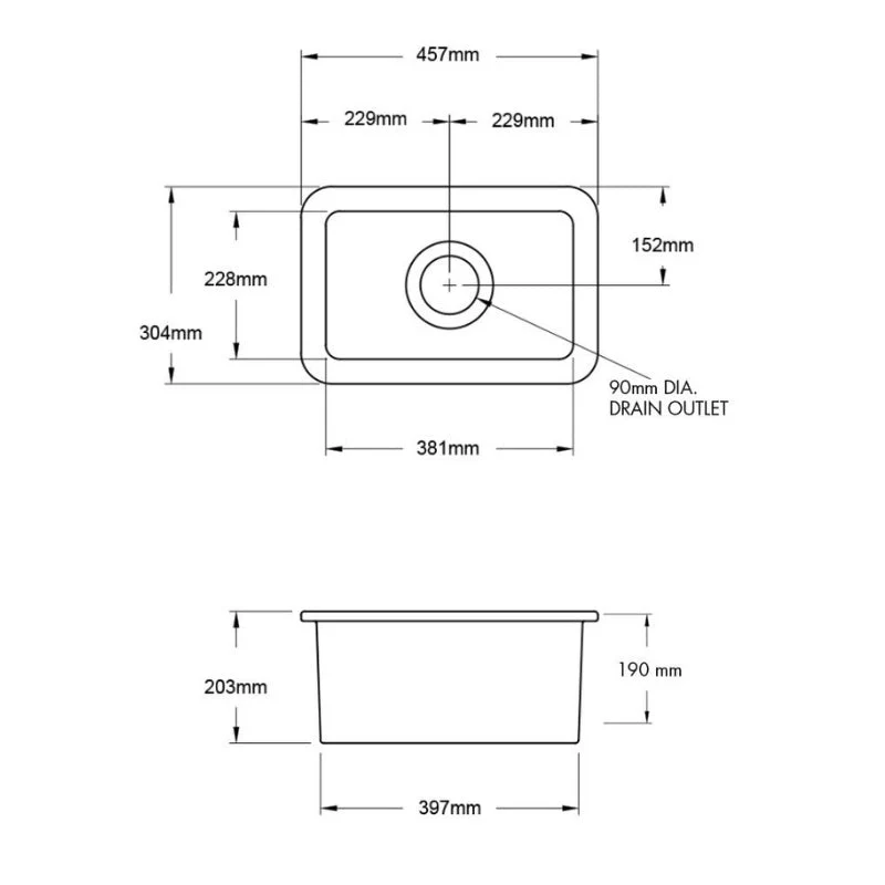 Turner Hastings Cuisine 300mm Inset / Undermount Fireclay Sink - Image 6