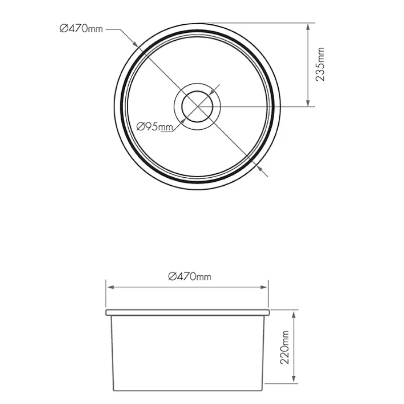 Turner Hastings Cuisine Round 47 Inset / Undermount Fireclay Sink - Image 3
