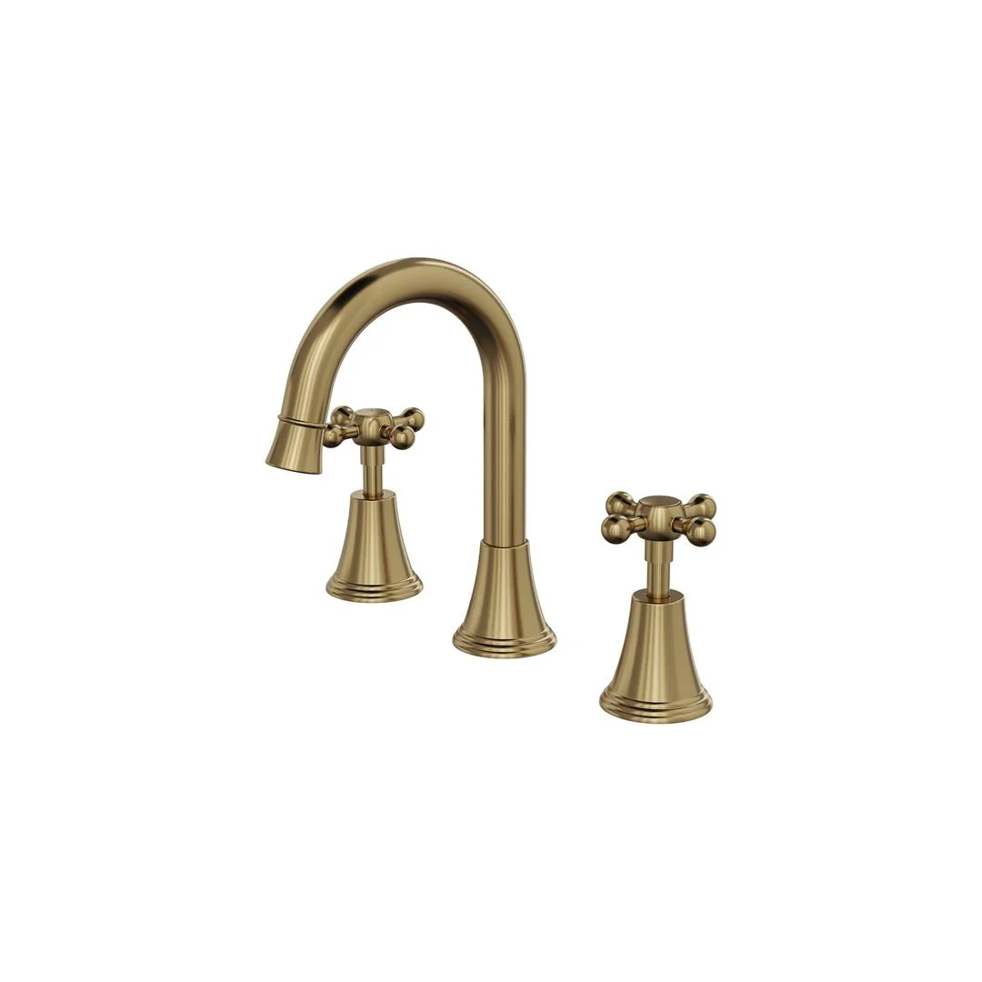 Linsol Vintage Cross Handle Basin Set - Brushed Brass