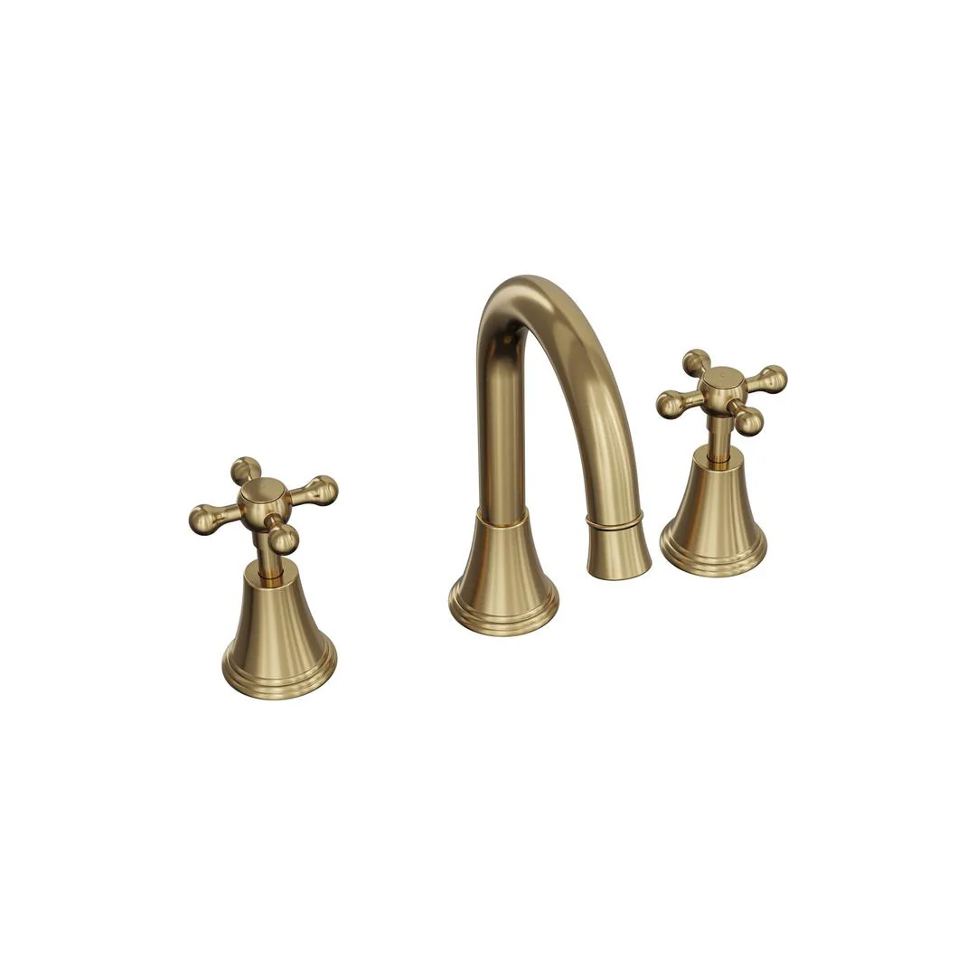 Linsol Vintage Cross Handle Basin Set - Brushed Brass - Image 2