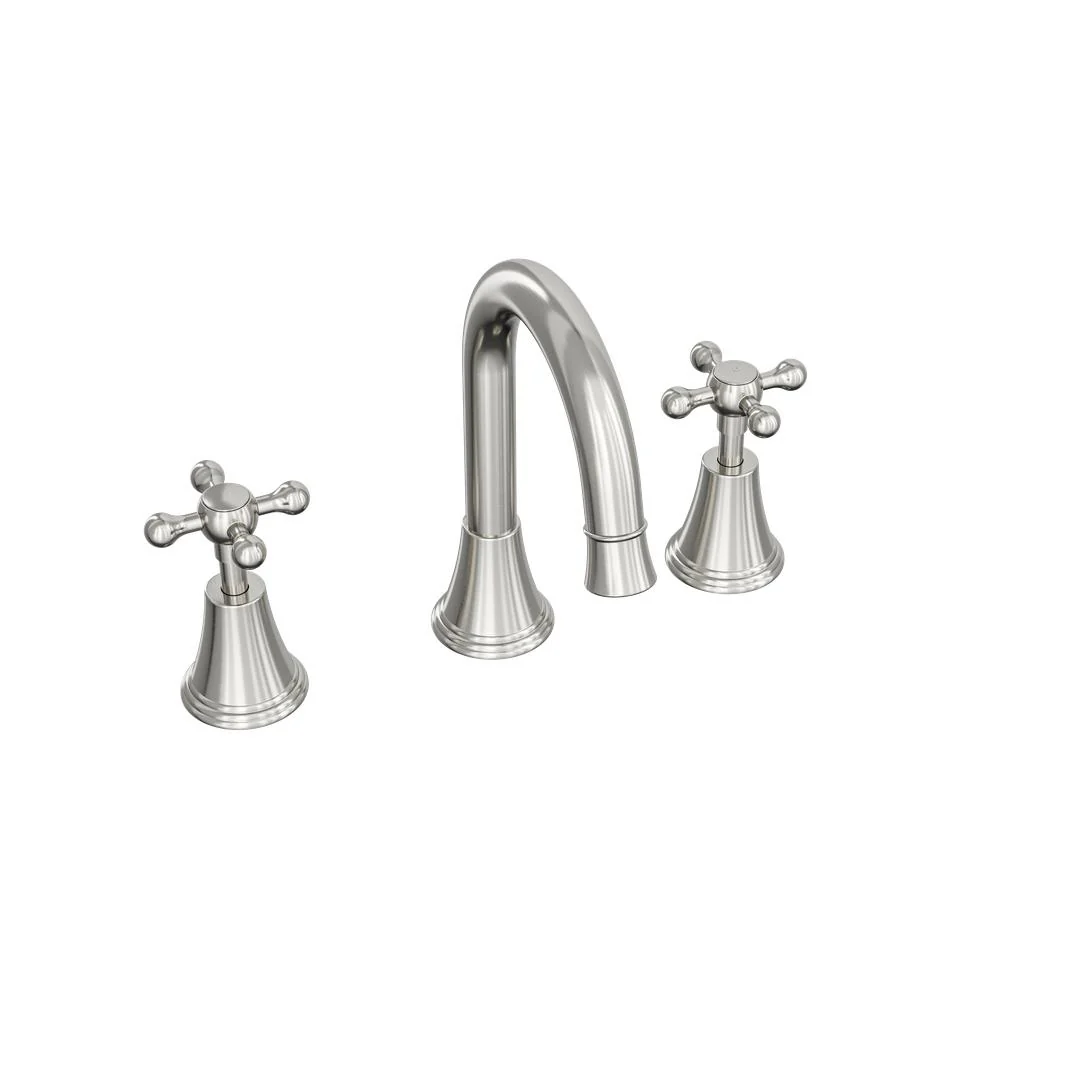 Linsol Vintage Cross Handle Basin Set -  Brushed Nickel - Image 2