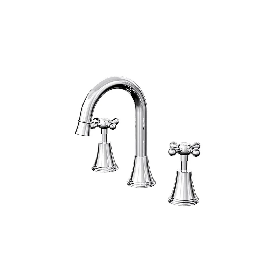 Linsol Vintage Cross Handle Basin Set - Chrome