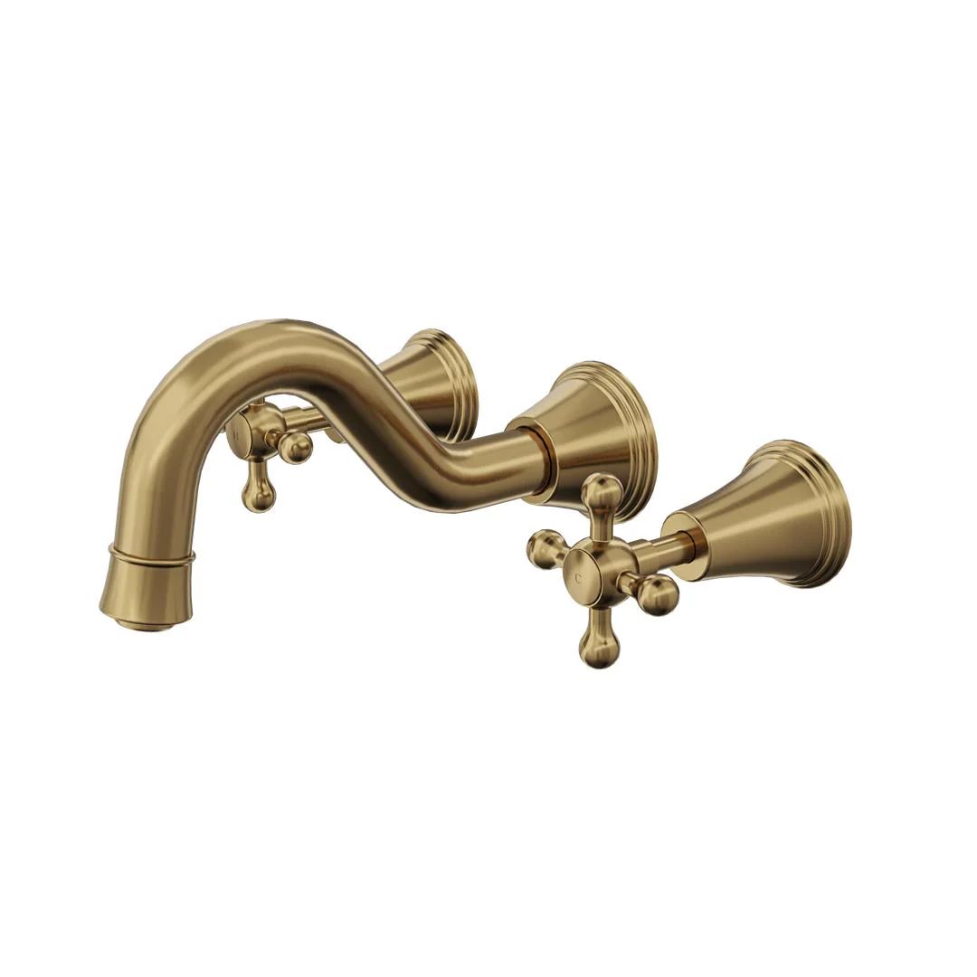 Linsol Vintage Cross Handle Bath Set - Brushed Brass
