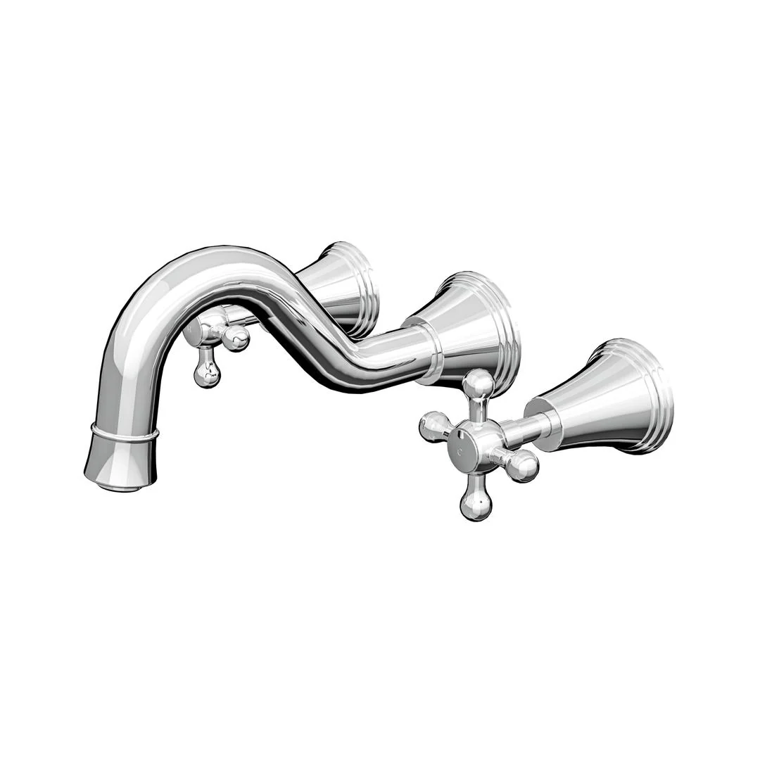 Linsol Vintage Cross Handle Bath Set - Chrome