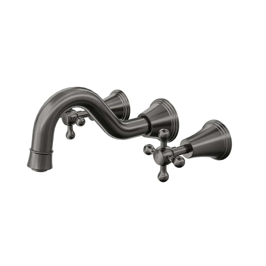 Linsol Vintage Cross Handle Bath Set - Gunmetal