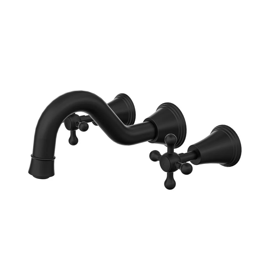 Linsol Vintage Cross Handle Bath Set - Matte Black