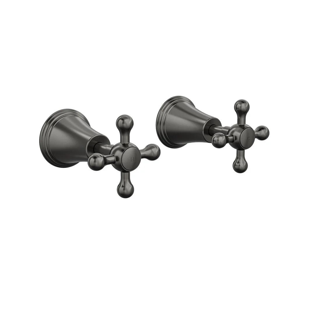 Linsol Vintage Cross Handle Wall Top Assemblies - Gunmetal - Image 2