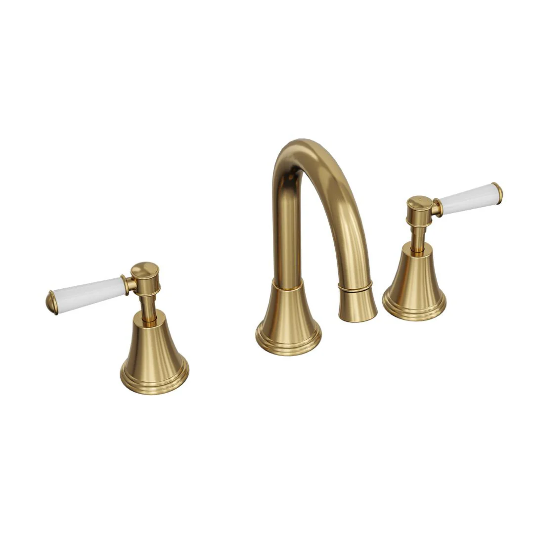 Linsol Vintage Lever Handle Basin Set - Brushed Brass - Image 2