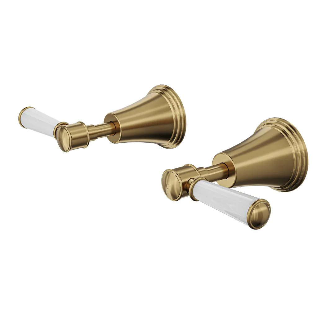 Linsol Vintage Lever Handle Wall Top Assemblies -  Brushed Brass
