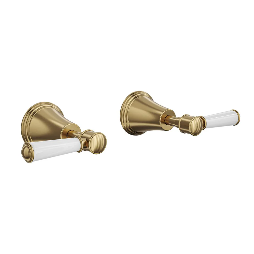 Linsol Vintage Lever Handle Wall Top Assemblies -  Brushed Brass - Image 2