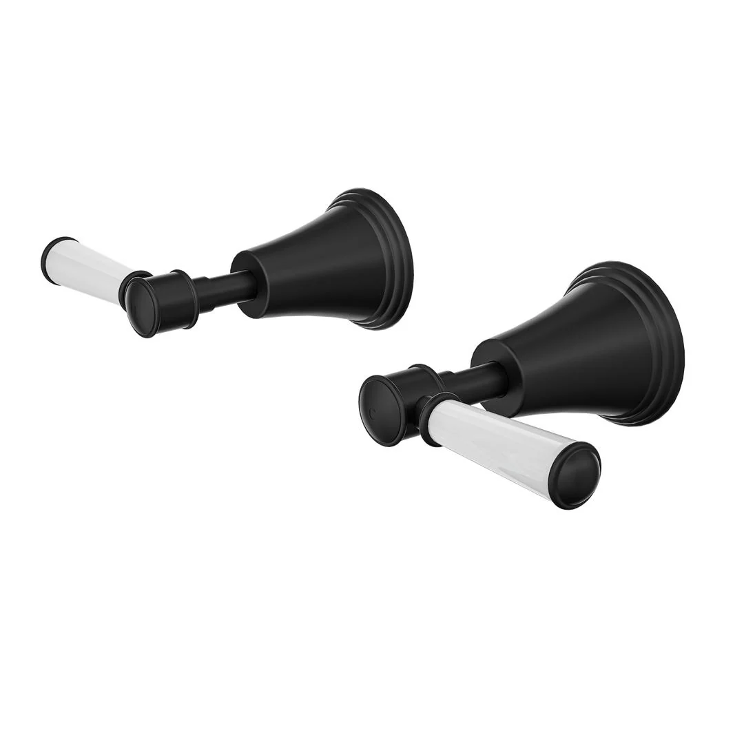 Linsol Vintage Lever Handle Wall Top Assemblies - Matte Black