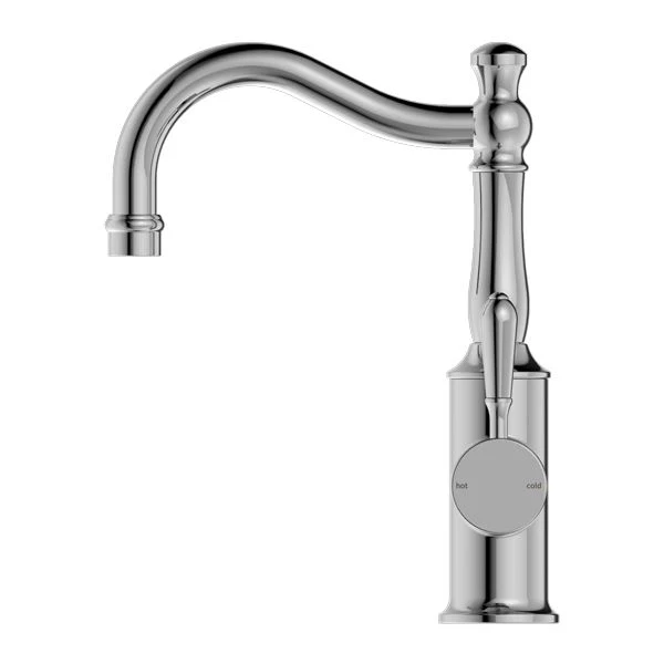 Nero York Basin Mixer Hook Spout With Metal Lever - Chrome - Image 2