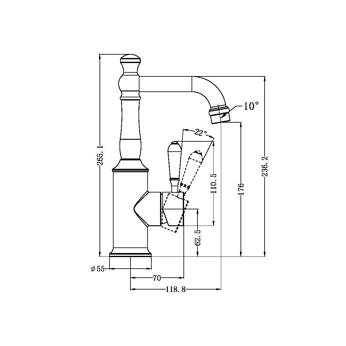 Nero York Basin Mixer With Metal Lever - Black Matte - Image 4