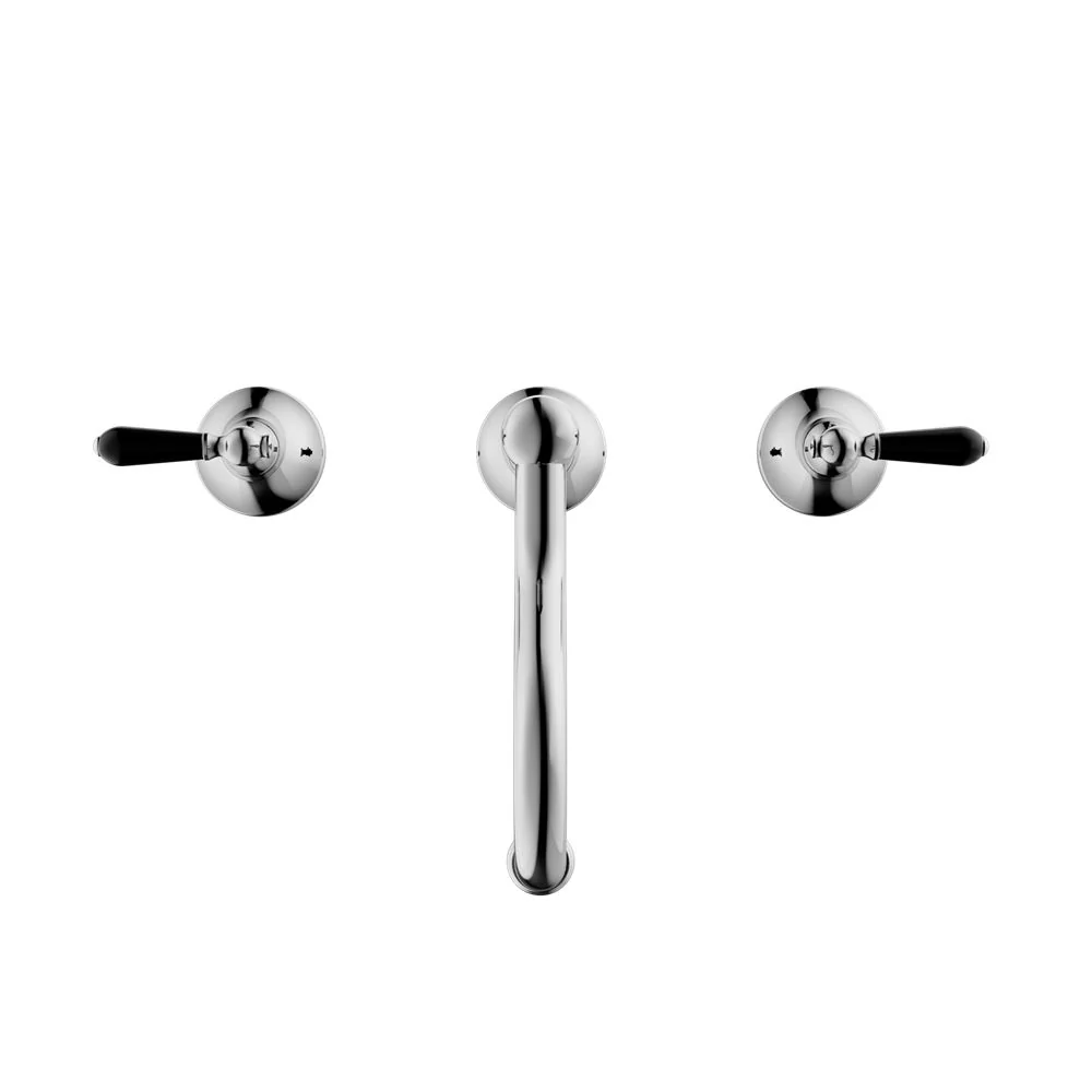 Nero York Basin Set With Black Porcelain Lever - Chrome - Image 3