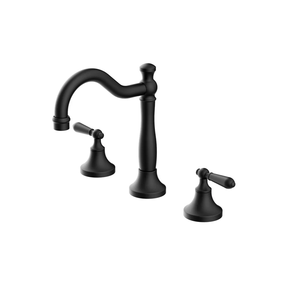 Nero York Basin Set With Metal Lever - Black Matte