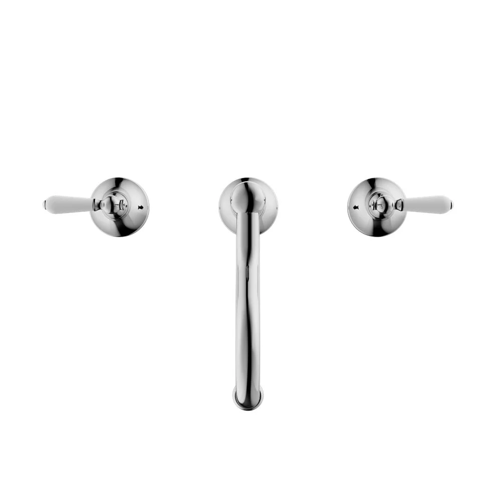 Nero York Basin Set With White Porcelain Lever - Chrome - Image 3