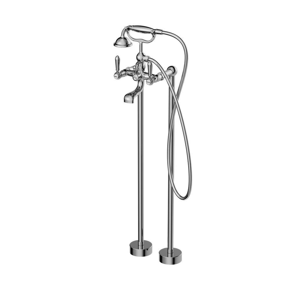 Nero York Freestanding Bath Set With Metal Hand Shower - Chrome - Image 2