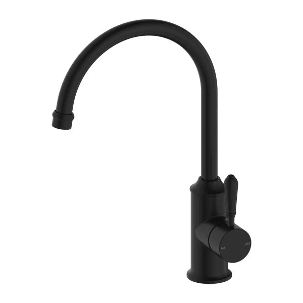 Nero York Kitchen Mixer Gooseneck Spout With Metal Lever - Black Matte