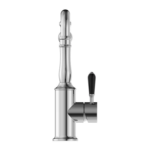 Nero York Kitchen Mixer Hook Spout With Black Porcelain Lever - Chrome - Image 2