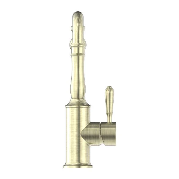 Nero York Kitchen Mixer Hook Spout With Metal Lever - Aged Brass - Image 2