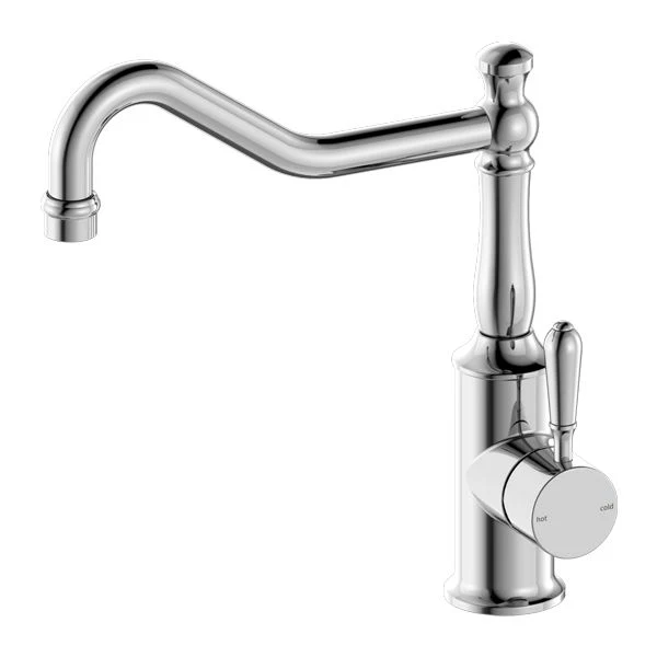 Nero York Kitchen Mixer Hook Spout With Metal Lever - Chrome