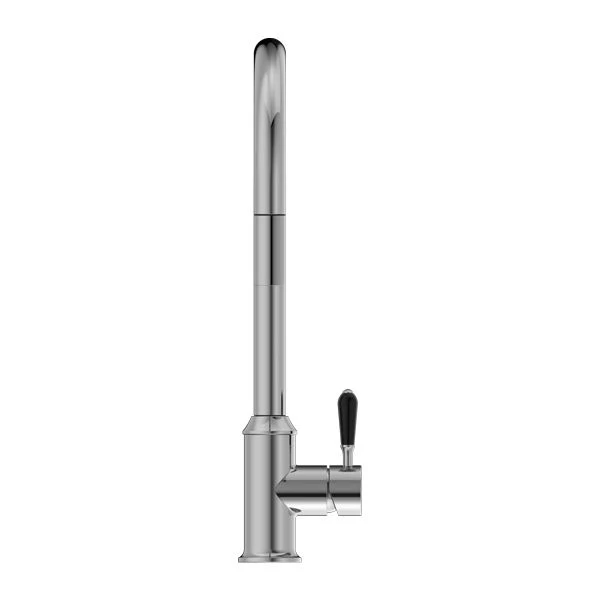 Nero York Pull Out Sink Mixer With Vegie Spray Function With Black Porcelain Lever - Chrome - Image 2
