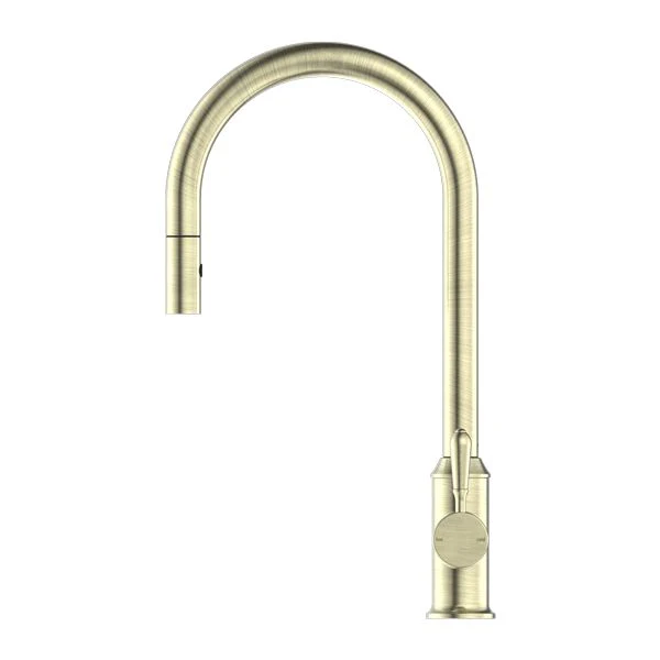 Nero York Pull Out Sink Mixer With Vegie Spray Function With Metal Lever - Aged Brass - Image 3